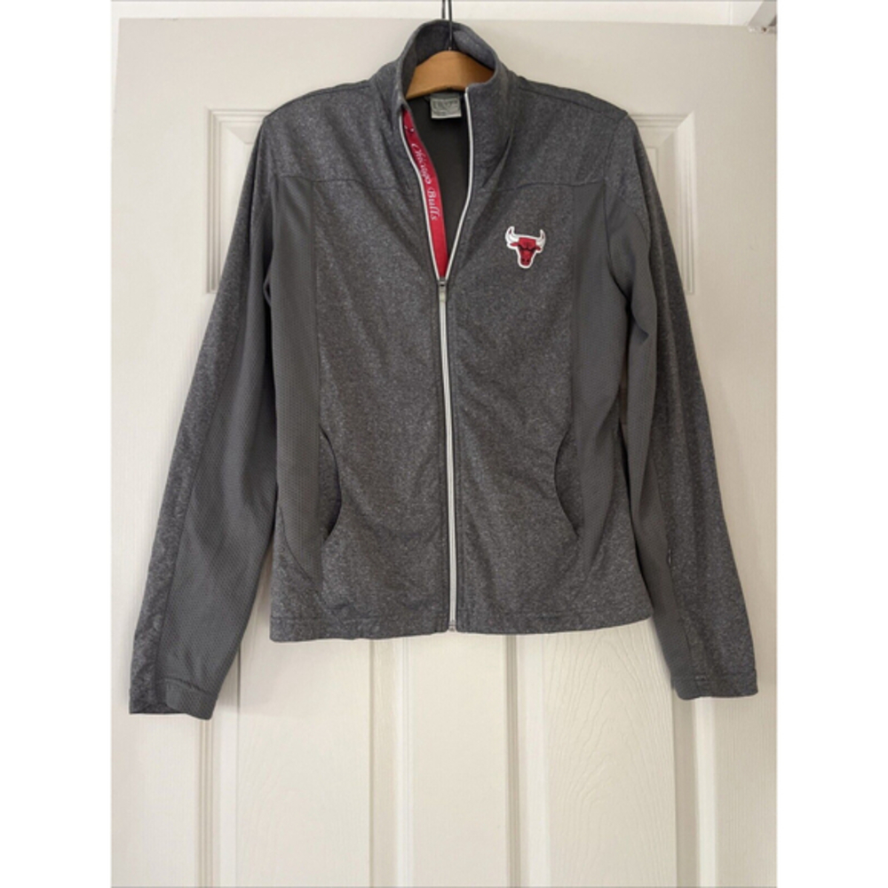 Chicago Bulls Women’s Gray Lightweight Athletic‎ Full Zip Collared Jacket Sz S